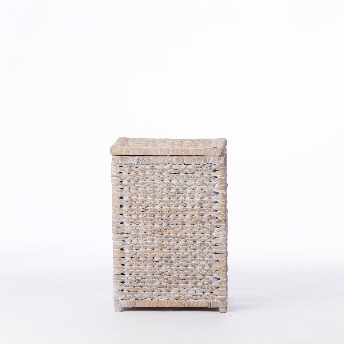 Cove Wilder Hamper Small in White Wash, featuring a compact rectangular woven design with a fitted lid.