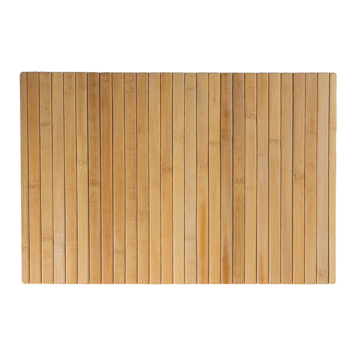 Gather Bamboo Placemat in Natural, featuring a rectangular design with closely arranged bamboo slats and a warm natural finish, displayed on a white background.