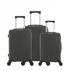 bb&b Travel Menton Suitcase range in graphite, showing the small, medium, and large sizes with extended handles.