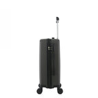 bb&b Travel Menton Suitcase in graphite, shown from the side with the handle extended, side carry handle, zip closure, and combination lock.