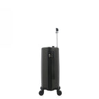 bb&b Travel Menton Suitcase in graphite, shown from the side with the handle extended, side carry handle, zip closure, and combination lock.