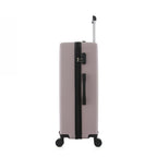bb&b Travel Menton Suitcase in dusky purple, shown from the side with the handle extended, side carry handle, zip closure, and combination lock.