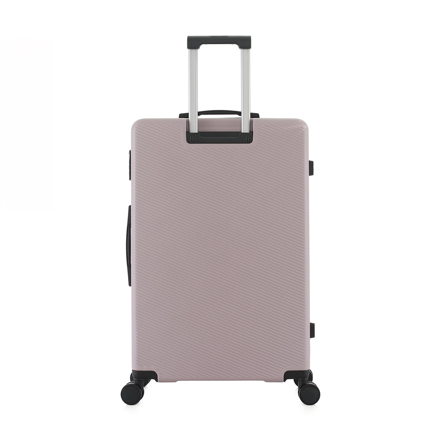 bb&b Travel Menton Suitcase in dusky purple, shown from the back with spinner wheels and an extended handle.