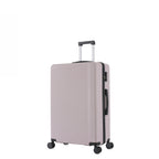 bb&b Travel Menton Suitcase in dusky purple, shown from a side angle with textured hard-shell exterior, spinner wheels, and an extended handle.
