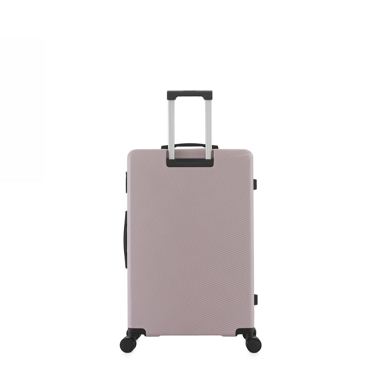 bb&b Travel Menton Suitcase in dusky purple, shown from the back with spinner wheels and an extended handle.