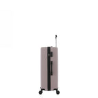bb&b Travel Menton Suitcase in dusky purple, shown from the side with the handle extended, side carry handle, zip closure, and combination lock.
