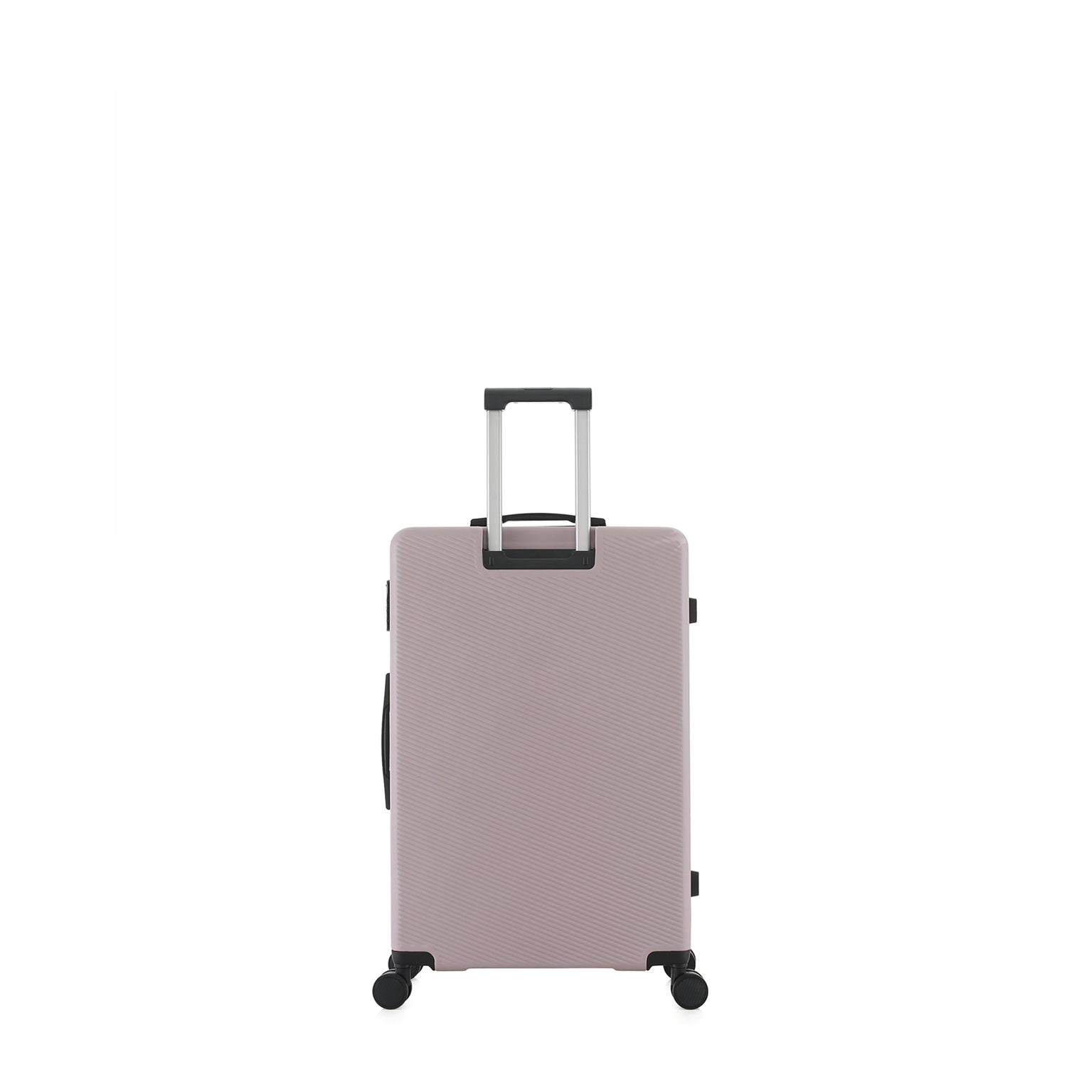 bb&b Travel Menton Suitcase in dusky purple, shown from the back with spinner wheels and an extended handle.