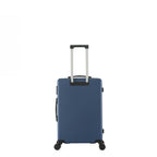 bb&b Travel Menton Suitcase in denim blue, shown from the back with spinner wheels and an extended handle.