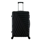bb&b Travel Fern Suitcase Black front view with pull-up handle, spinner wheels and textured fern-inspired hard shell.