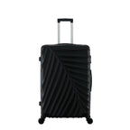 bb&b Travel Fern Suitcase Black front view with pull-up handle, spinner wheels and textured fern-inspired hard shell.