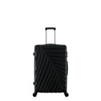 bb&b Travel Fern Suitcase Black front view with pull-up handle, spinner wheels and textured fern-inspired hard shell.