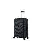 bb&b Travel Fern Suitcase Black shown on an angle with side handle, zip closure and textured hard-shell design.