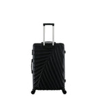bb&b Travel Fern Suitcase Black rear view with pull-up handle, spinner wheels and textured hard-shell design.