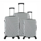 bb&b Travel Fern Suitcase Silver range shown together in small, medium and large sizes with pull-up handles.