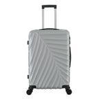 bb&b Travel Fern Suitcase Silver front view with pull-up handle, spinner wheels and textured fern-inspired hard shell.