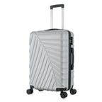 bb&b Travel Fern Suitcase Silver shown on an angle with side handle, zip closure and textured hard-shell design.