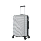 bb&b Travel Fern Suitcase Silver shown on an angle with side handle, zip closure and textured hard-shell design.