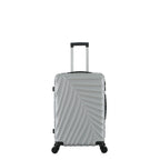 bb&b Travel Fern Suitcase Silver front view with pull-up handle, spinner wheels and textured fern-inspired hard shell.