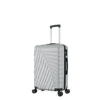 bb&b Travel Fern Suitcase Silver shown on an angle with side handle, zip closure and textured hard-shell design.