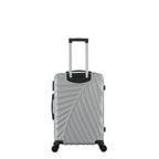bb&b Travel Fern Suitcase Silver rear view with pull-up handle, spinner wheels and textured hard-shell design.