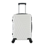 bb&b Travel Fern Suitcase Coconut Milk front view with pull-up handle, spinner wheels and textured fern-inspired hard shell.
