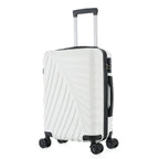 bb&b Travel Fern Suitcase Coconut Milk shown on an angle with side handle, zip closure and textured hard-shell design.