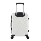bb&b Travel Fern Suitcase Coconut Milk rear view with pull-up handle, spinner wheels and textured hard-shell design.