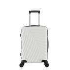 bb&b Travel Fern Suitcase Coconut Milk front view with pull-up handle, spinner wheels and textured fern-inspired hard shell.