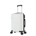 bb&b Travel Fern Suitcase Coconut Milk shown on an angle with side handle, zip closure and textured hard-shell design.