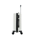 bb&b Travel Fern Suitcase Coconut Milk side view showing the combination lock, side handle, pull-up handle and spinner wheels.