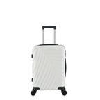 bb&b Travel Fern Suitcase Coconut Milk front view with pull-up handle, spinner wheels and textured fern-inspired hard shell.