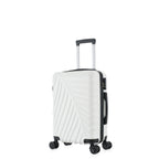 bb&b Travel Fern Suitcase Coconut Milk shown on an angle with side handle, zip closure and textured hard-shell design.