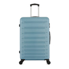 bb&b Travel Aspen Large Suitcase in blue, front view with textured hard-shell design, telescopic handle and spinner wheels.