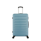 bb&b Travel Aspen Medium Suitcase in blue, front view with textured hard-shell design, telescopic handle and spinner wheels.
