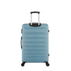 bb&b Travel Aspen Medium Suitcase in blue, rear view with telescopic handle and four spinner wheels.