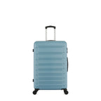 bb&b Travel Aspen Small Suitcase in blue, front view with textured hard-shell design, telescopic handle and spinner wheels.