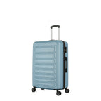 bb&b Travel Aspen Small Suitcase in blue, front view with textured hard-shell design, telescopic handle and spinner wheels.