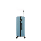 bb&b Travel Aspen Small Suitcase in blue, angled front view showing the side handle, combination lock and spinner wheels.