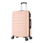 bb&b Travel Aspen Large Suitcase in blush, angled front view showing the hard-shell exterior, side handle, combination lock and spinner wheels.