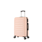 bb&b Travel Aspen Small Suitcase in blush, angled front view showing the hard-shell exterior, side handle, combination lock and spinner wheels.