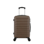 bb&b Travel Aspen Medium Suitcase in chocolate, front view with textured hard-shell design, telescopic handle and spinner wheels.