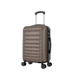 bb&b Travel Aspen Medium Suitcase in chocolate, angled front view showing the hard-shell exterior, side handle, combination lock and spinner wheels.