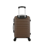 bb&b Travel Aspen Medium Suitcase in chocolate, rear view with telescopic handle, hard-shell exterior and spinner wheels.