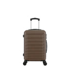 bb&b Travel Aspen Small Suitcase in chocolate, front view with textured hard-shell design, telescopic handle and spinner wheels.