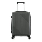 bb&b Travel Daytona Large Suitcase in charcoal shown from the front with an extended telescopic handle and four spinner wheels.