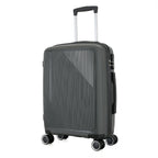 Angled front view of the bb&b Travel Daytona Large Suitcase in charcoal showing the textured hard shell, side handle and spinner wheels.