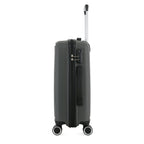 Side view of the bb&b Travel Daytona Large Suitcase in charcoal showing the zip closure, combination lock and side carry handle.