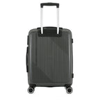 Rear view of the bb&b Travel Daytona Large Suitcase in charcoal with an extended telescopic handle and four spinner wheels.
