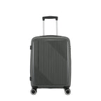 bb&b Travel Daytona Medium Suitcase in charcoal shown from the front with an extended telescopic handle and four spinner wheels.