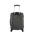 Rear view of the bb&b Travel Daytona Medium Suitcase in charcoal with an extended telescopic handle and spinner wheels.